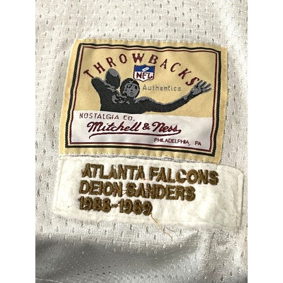 Mitchell & Ness NFL Atlanta Falcons Throwback Deion Sanders Jersey White #21 Siz - Picture 2 of 5